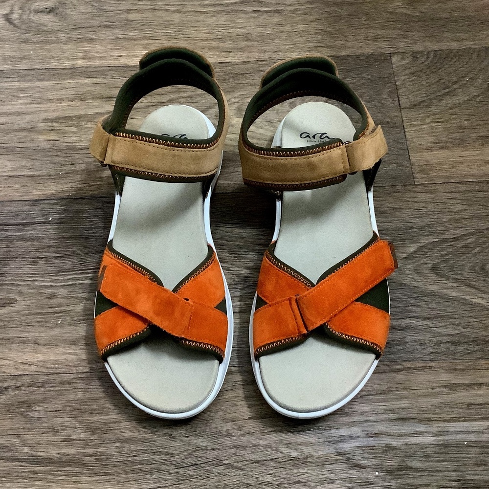 ARA High Soft Sandals Ankle Strap with Adjustable Front and Back Straps-EU 42